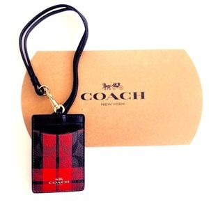 ✨NWT Coach ID Lanyard  Signature Plaid Print